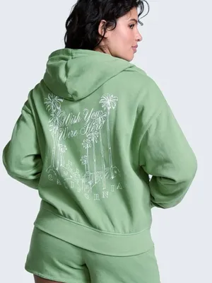 VICTORIA’S SECRET PINK Beverly Hills Zip Up Ivy Fleece Full Zip Hoodie Green L thumbnail 8