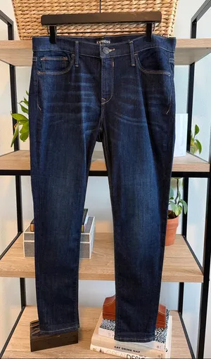 Express Mid-Rise Dark Wash Skinny Ankle Legging Jeans, 12 thumbnail 1