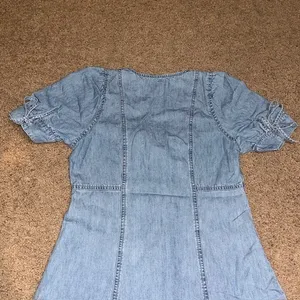 Madewell Tencel Denim Button-Front Tie-Sleeve‎ Mini Dress Brannon Blue 2 thumbnail 6