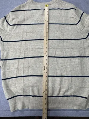 J.Crew Striped Sweater Size XL Beige Blue Cotton Crew thumbnail 4