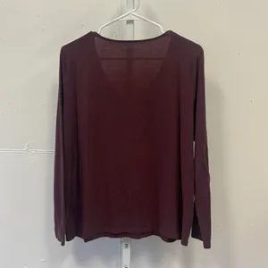 Loft Outlet XL Burgundy Crochet Lace V-Neck Long Sleeve Cotton Top Soft thumbnail 2