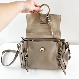 Chloé Faye Leather Crossbody Day Bag Purse Motty Grey thumbnail 4