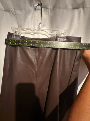 Banana Republic Brown Faux Leather Petite A-Line Midi Skirt thumbnail 3