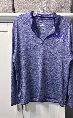 Colosseum Purple Heather 1/4Zip Long Sleeve Pullover Kansas State Wildcats Sz S thumbnail 1