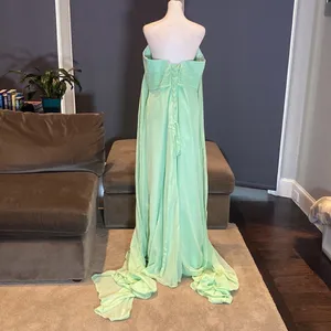 Women’s Full Length Sleeveless Green Chiffon Dress Long Flowing Panels Size 14 thumbnail 6