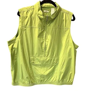 lizgolf Women’s NWT $69 Green Golf Windbreaker Vest Jacket Pouch Hoodie Zip XL thumbnail 1