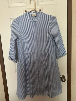 Tuckernuck Blue and White Striped Midi Shirt Dress thumbnail 3