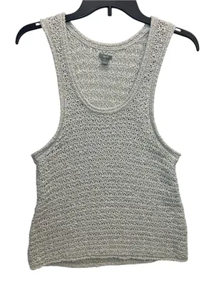 Aerie Gray Open Knit Sweater Tank Top Size XL Sleeveless Scoop Neck thumbnail 3