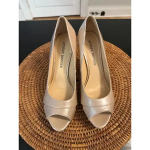 Audrey Brooke Champagne Pearl Peep Toe Platform Pumps Stiletto‎ Heels Womens thumbnail 4