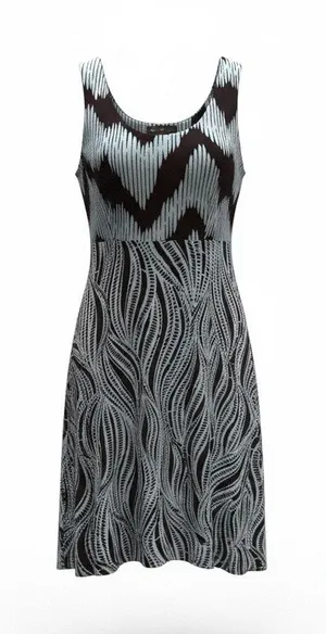 Tommy Bahama Viscose Sleeveless Dress Medium Blue Brown Abstract Print A-Line thumbnail 1