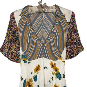 Free People Mini Dress Sunflower Striped 0 (XS) Rayon Flutter Sleeve Sundress thumbnail 2