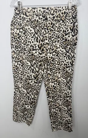 Chico's Girls Leopard Print Capri Jeans - Black, Cream thumbnail 1