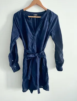 J. Crew dress size Extra Small blue linen cabana coverup thumbnail 1