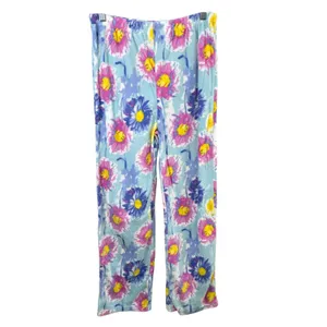 Mayfair Medium Pajama Set Floral Fleece Blue Pink Watercolor‎ Vivid NWT Gift 515 thumbnail 2