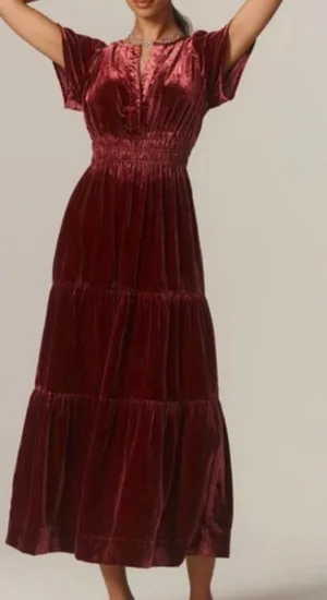 Anthropologie the Somerset Velvet Maxi Dress thumbnail 1