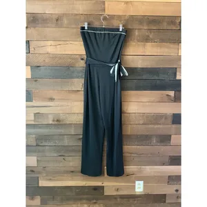 Vintage Cimmaron Dress Black Strapless Wide Leg Jumpsuit Minimalist 80s thumbnail 2