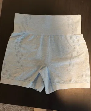 Baby blue spandex gym shorts thumbnail 1