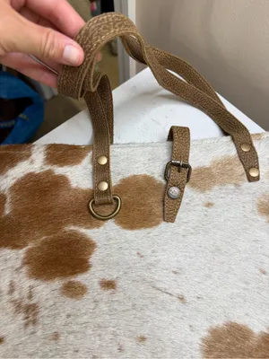 Myra Mesa Trail Hairon Tote Bag Rustic Cowhide Design, Brown Leather Handles thumbnail 11