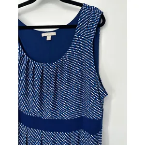 Woman‎ Within Maxi Dress Women Size 2X Blue Stretch Modern Polka Dot Sleeveless thumbnail 4