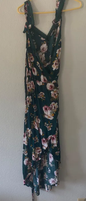 Green Floral Wrap Dress thumbnail 5