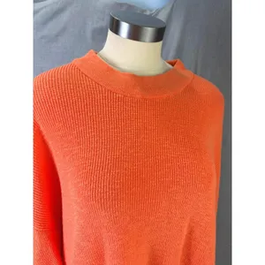 Free People Beach Orange Slouchy Mock Neck Oversized Sweater M thumbnail 4