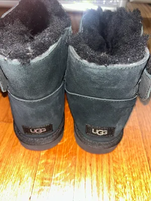 UGG Women’s Black Suede Shearling Cuff - Mini Bailey Buckle Boots size 10 thumbnail 3