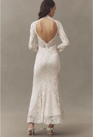 BHLDN Long Sleeve Mock-Neck Stretch Lace Maxi Dress thumbnail 4