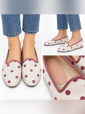 J. Crew Cream Canvas Flats with Rose Polka Dots size 8.5 thumbnail 2