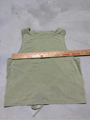 Lululemon Women’s Olive Green open-tie back Crop Tank Top thumbnail 3