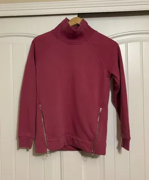 Athleta Cozy Karma Side Zip Funnel Neck Top XXS Xtra Xtra Small Dark Pink 510382 thumbnail 1