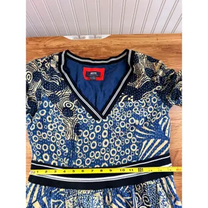 Maeve Anthropologie Sporty Chevron Dress Mixed Print Kantha Fit Flare Dress 8 thumbnail 9
