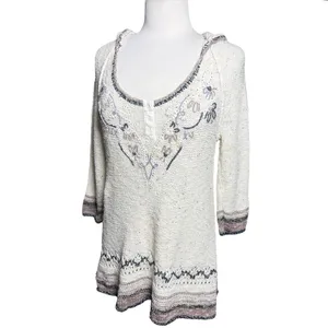 FREE PEOPLE Women’s Y2K Wool Blend Embroidered Hooded Sweater Tunic thumbnail 4