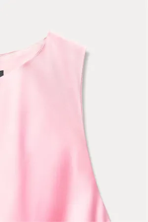 Zara maxi dress midi Light Pink tie knot satin effect wedding party thumbnail 7