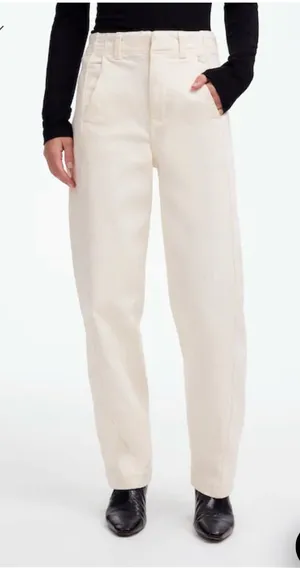 Madewell Jeans Womens Tapered Denim Trousers Vintage Ivory High Rise NWT thumbnail 1