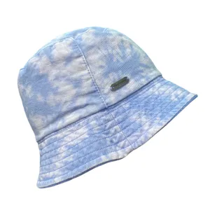Steve Madden Blue White Tie Dye Cotton Bucket Hat One Size thumbnail 1