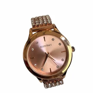 Ellen Tracy Rose Gold Tone Crystal Stretch Watch thumbnail 9