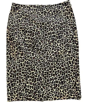J.crew No. 2 Pencil Skirt Leopard Bi-Stretch Botton 6 Animal Print‎ Women's thumbnail 1