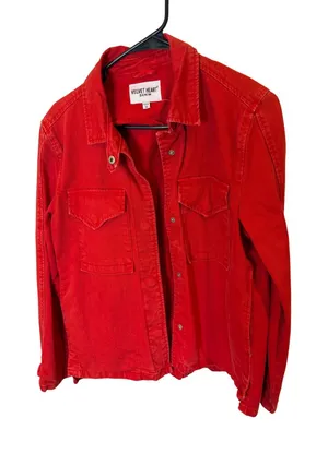 Velvet Heart Denim Red Utility Jacket Womens Medium Cotton Button Up D66-4377 thumbnail 1