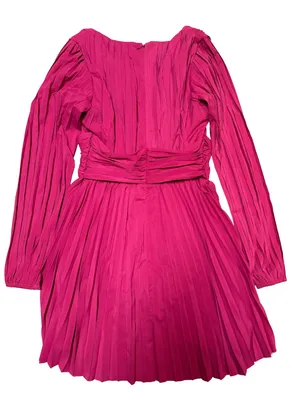 NWT Anthropologie Aureta Pleated Long-Sleeve V-Neck Dress – Raspberry – Small thumbnail 3