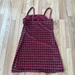 Altar'd State Red Silver Plaid Mini Dress Womens Large Coquette Tweed Slip Dress thumbnail 8