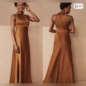 BHLDN Cortland Esme Charmeuse Formal Satin Gown Sz‎ 16 in Cinnamon NEW thumbnail 2