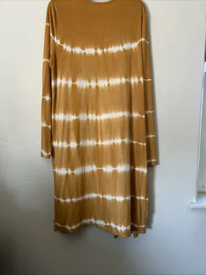 Maurices Women's Gold Mustard Yellow Open Tie Dye LS Cardigan Duster Medium thumbnail 5