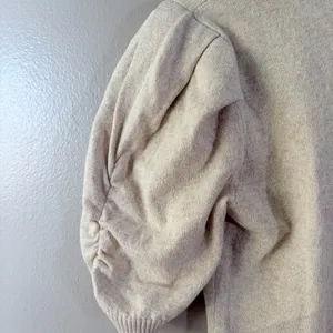 Anthropologie Beige Knit Cardigan Size XS thumbnail 2