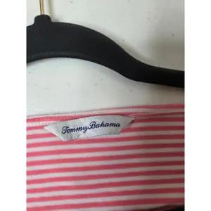 Tommy Bahama Women’s Medium Pink White Stripe Short Sleeve Flowy Shirt thumbnail 4