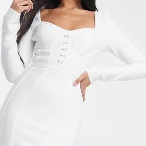 Band of Stars Bodycon Dress‎ White Sweetheart Neck Party Cocktail NWT thumbnail 1