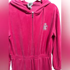 Juicy Couture Zip-up Velour Jumpsuit Hot Pink Y2K Soft Comfort Barbiecore‎ Sz M thumbnail 7