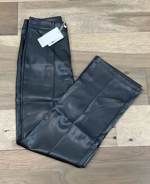 Commense Pants Size S Black High Waist Faux Leather Straight Leg Stretch NWT thumbnail 1