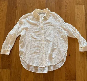 Zara White Button-Down Linen Blend Shirt thumbnail 1