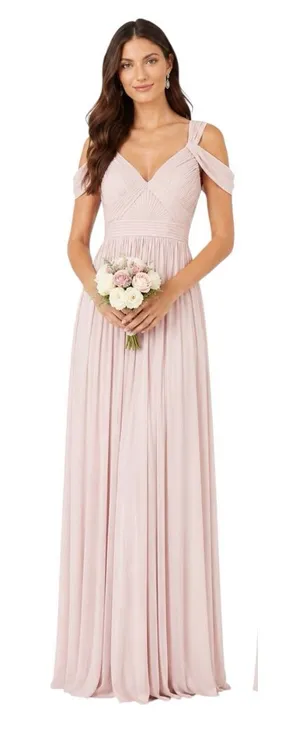 Azazie Calla Bridesmaid Formal Dress in Pale Pink Size 2 thumbnail 1