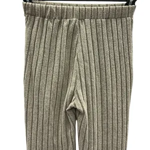 Source Unknown Khaki High Waisted Wide Ribbed Pull On Flare Legging Stretch Pants Womens Small thumbnail 4